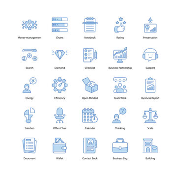 business icons set vector stock illustration. finance, business, business management, management icons, etc