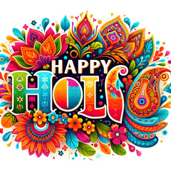 Beautiful Holi Festival Of Colors Text on transparent background