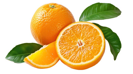 fresh orange fruit slices on transparent background