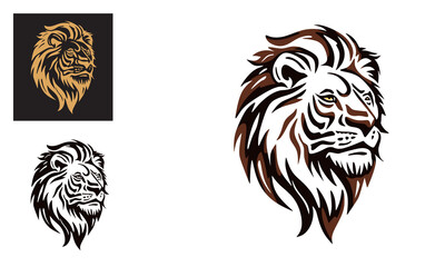 GREAT LION HEAD LOGO, silhouette of simple lion face vector illustrations