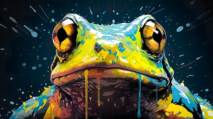 pop art frog - illustration - ai generated