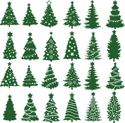 Christmas tree clipart bundle vector
