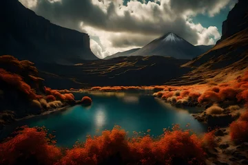 Behangcirkel Natural mountain created by AI technology © Umar
