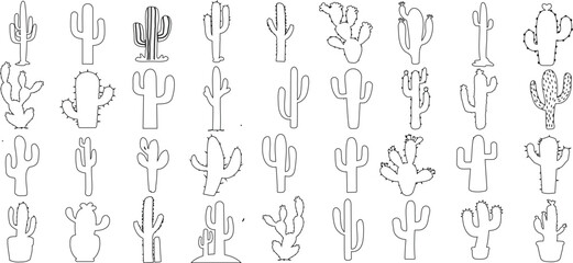 Minimalist cactus line art collection, modern design for wall decor, prints, apparel, packaging. Elegant, simple, natural, trendy, aesthetic, vibrant, resilient, distinctive © Arafat