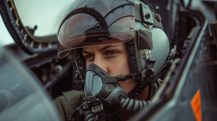 Courageous pilot prepped for flight in fighter plane 