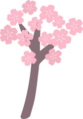 Beautiful pink Sakura Cherry Blossom with branch illustration for spring time.