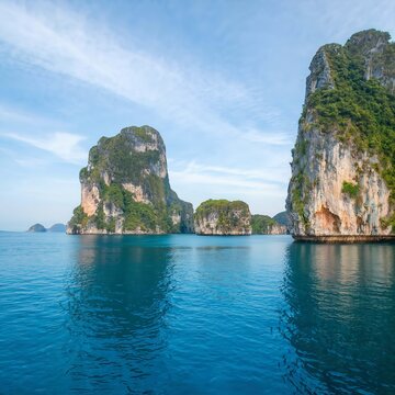 Beautiful crystal clear turquoise blue sea at Ko Tub, Ko Mor and Poda Island