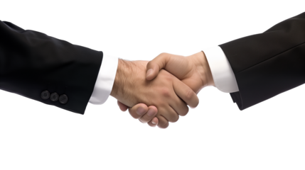 Two businessmen handshaking. Deal with a project.