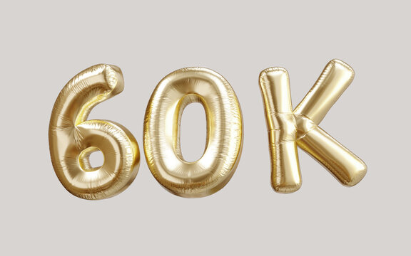 60k gold balloon foil text