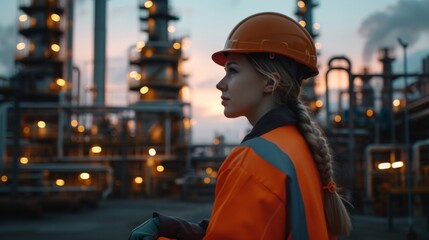 Obraz premium Female engineer at oil refinery 