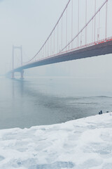 Wuhan Hanyang River Beach and South Mouth park snow scenery
