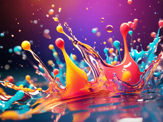 splashes on black back ground , A splash of light, a burst of hue, A world reborn, vibrant and new some beautiful color.
