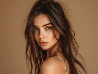 Fototapeta premium Beautiful Woman With Long Hair Posing for a Picture