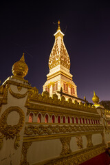 Beautiful pagoda at night in a temple, Thailand