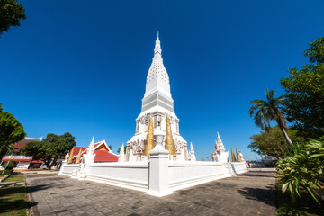 Beautiful white pagoda located in a Thai temple.