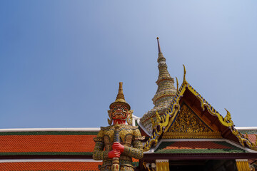 Fototapeta premium Places inside Wat Phra Kaew Grand Palace. Here are the main tourist attractions in Bangkok, Thailand.