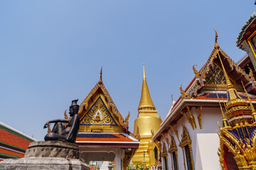 Fototapeta premium Places inside Wat Phra Kaew Grand Palace. Here are the main tourist attractions in Bangkok, Thailand.