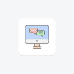 Online Chat icon, chat, gaming, game, communication lineal color icon, editable vector icon, pixel perfect, illustrator ai file