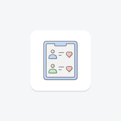 Friends List icon, friends, gaming, game, contacts lineal color icon, editable vector icon, pixel perfect, illustrator ai file