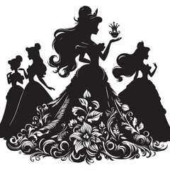 silhouettes of dancing disney princess 