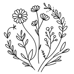 set of flower elements