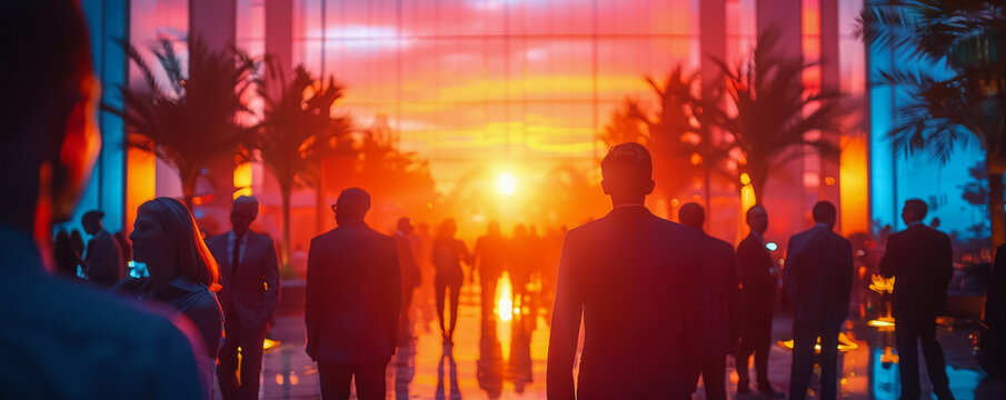 Capturing the essence of global connectivity this image features a vibrant business networking event in a luxurious hotel with professionals from various industries engaging and exchanging