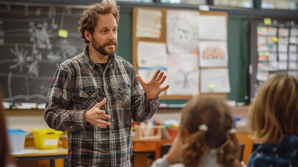 Science Class Discovery a teacher explains how neurons communicate sparking fascination