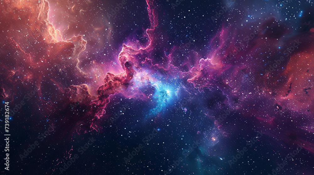 Wall mural a nebula with different stars in the background