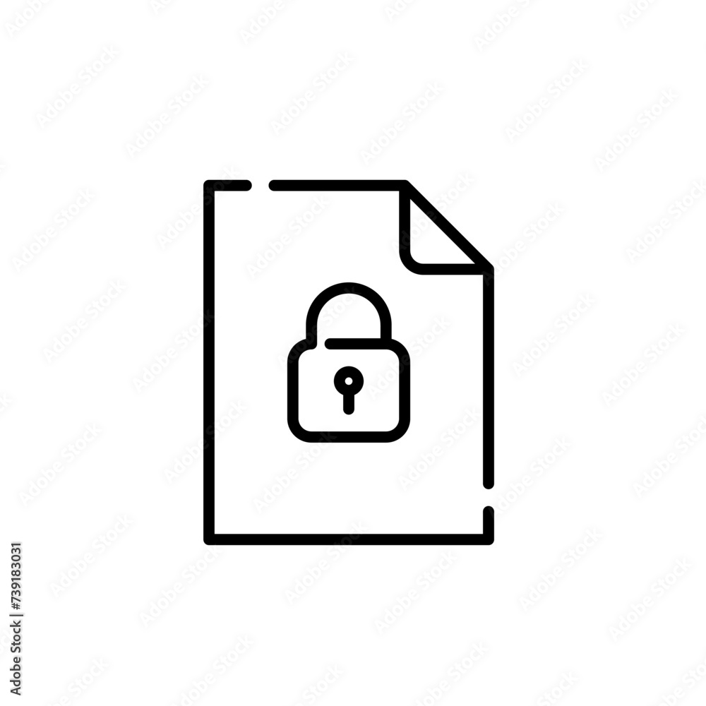 Poster file and lock. secure data protection. pixel perfect icon