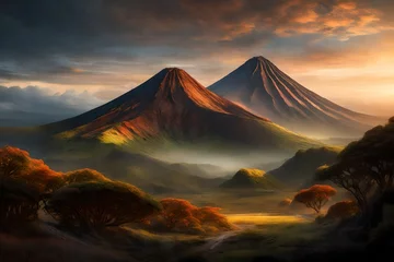 Gordijnen Natural mountain created by AI technology © Umar