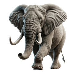 African elephant in a realistic,Animal,nature,clipart,png format,3D rendering illustration,isolated on a transparent background.