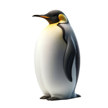 Emperor penguin in a realistic,wildlife,Animal,nature,clipart,png format,3D rendering illustration,isolated on a transparent background.