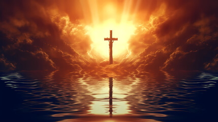 Naklejka premium Cross background with copy space, Christian cross