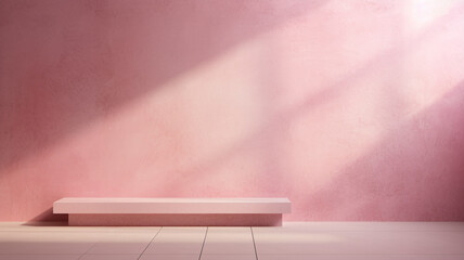 Empty sunlit cool pink room, Modern indoor design space with clean shadows, Spacious interior backdrop | Generative AI