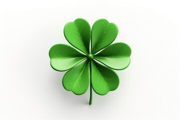 Fototapeta premium A green clover leaf on an isolated white background. St. Patrick's Day.