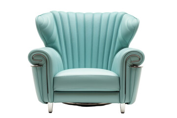 Beautiful modern luxury front facing armchair on transparent background, Png format.