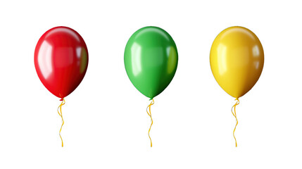 colorful flying balloons on transparent background