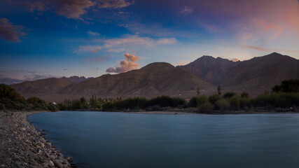 after sunset over the lake