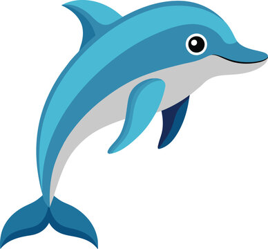 dolphin jumping vector illustration, Cute dolphin cartoon illustration
