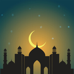 Mosque design with Islamic background vector