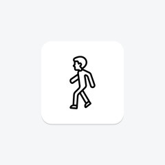 Walking icon, walk, hike, stroll, stride line icon, editable vector icon, pixel perfect, illustrator ai file