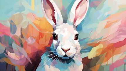 Rabbit dog animal abstract wallpaper in pastel colors