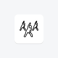 Group Fitness icon, fitness, exercise, workout, class line icon, editable vector icon, pixel perfect, illustrator ai file