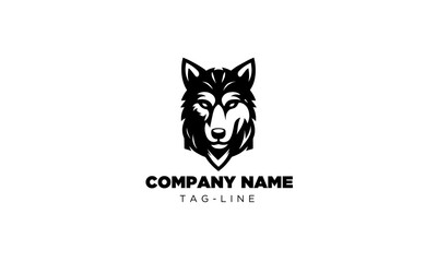 wolf detailed face e-sports mascot logo,BLACK AND white e-sport mascot