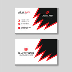 Corporate modern horizontal business card template design with front and back presentation