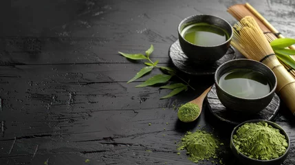 Foto op Plexiglas Matcha green tea powder on the ground © Jang