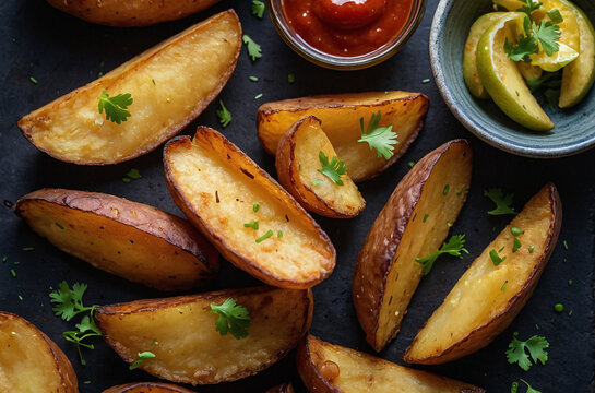 roasted potatoes background