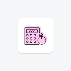 Calorie Counter icon, counter, tracker, app, food color shadow thinline icon, editable vector icon, pixel perfect, illustrator ai file