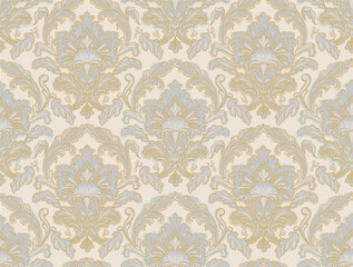 Seamless pattern of decorative gold floral element. - 739190404