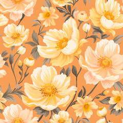Romantic floral seamless pattern. Apricot blossom.